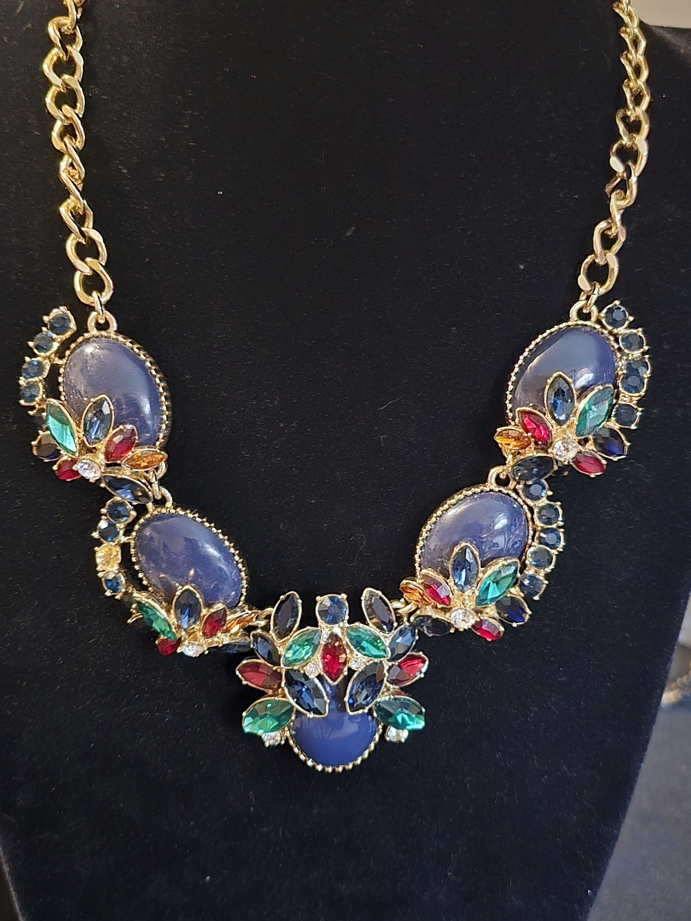 Talbots multicolored gem and rhinestone chunky statement necklace